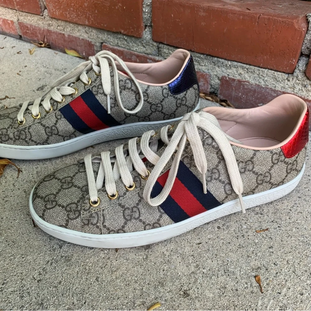 Gucci Beige Coated Canvas GG Ace Sneakers for Women - size 37.5 - Picture 3 of 8